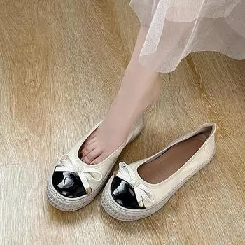 British loafers 2025 spring and summer princess shoes round head shallow mouth flat bottom one pedal lazy shoes platform single shoes women 34