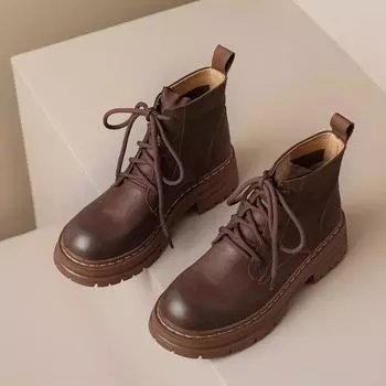 British Martin boots 2024 new autumn platform strap heightening boots brown thin casual short boots women 35 чёрный
