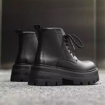 British Martin Boots Men s High Top Platform American Tooling Boots Men s Rhubarb Boots Outdoor Hiking Shoes 1681-B 38 чёрный