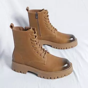 Мужские зимние ботинки British Martin, высококачественные ботинки для активного отдыха, высокие ботинки на толстой подошве 38 жёлтый