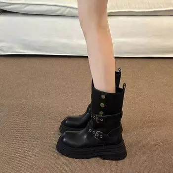 British Martin boots women s 2024 new autumn single boots retro two-wear medium boots thick-soled short single boots 35
