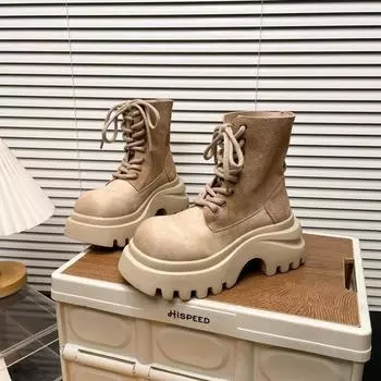 British Martin boots women s summer new retro small man platform short boots heightening locomotive rhubarb boots 40