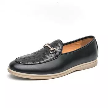 British Men s Shoe Trend Massage Sole Men s Split Leather Shoes Classic Black Office Business Casual Shoes Soft Sole Comfortable 38 бежевый