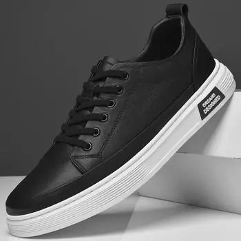 British Men s Shoe Trend Simple Business Work Shoes Versatile Casual Men s Genuine Leather Oxford Shoes Lace Up Fashionable 38 чёрный