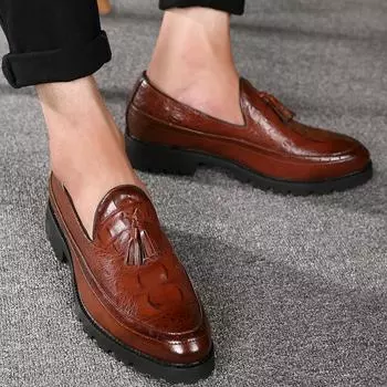 British men s shoes spring tide shoes 2025 new small leather shoes men s Korean version of youth business casual shoes men s 37 чёрный