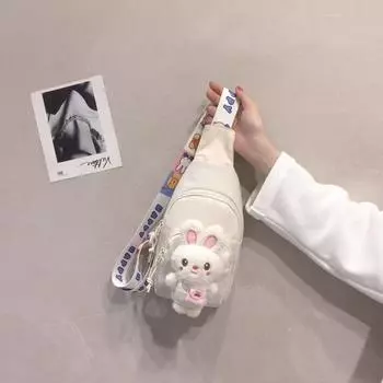 British next RTRX Girls Bag Cute Bunny Children s Chest Bag Fashion Girls Messenger Bag Travel Bag Creamy-white [cute little rabbit]]
