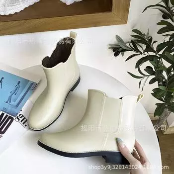 British outdoor women s rain shoes non-slip wading shoes medium tube rain boots home waterproof cleaning rubber shoes cotton warm women s shoes 36