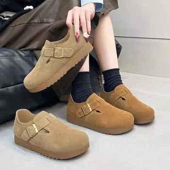 British retro 2025 spring new Korean version lazy shoes with soft soles comfortable and versatile Doudou shoes single shoes women 35 коричневый