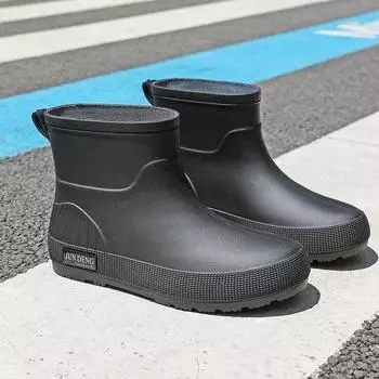 British short women s rain boots fashionable outdoor rain shoes wading shoes thickened waterproof shoes non-slip flat women s water shoes rubber shoes 35-36