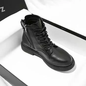 British style black Martin boots women s 2024 new velvet short boots versatile platform motorcycle boots tide 35