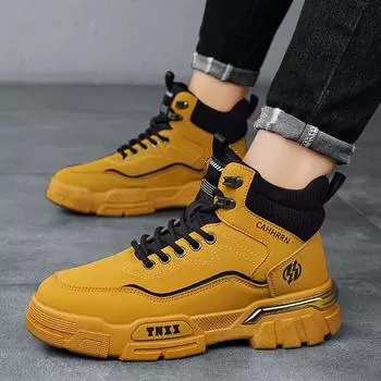 British style desert big yellow boots men s outdoor Martin boots men s autumn and winter 2024 tooling locomotive shoes high top 39