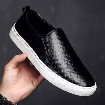 Британский стиль Дизайнерские мужские мокасины Zapatos De Hombre Кожаные туфли без застежек Повседневная мужская обувь для взрослых Черные мокасины для вождения Мягкие 39 чёрный