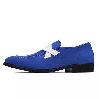 British style Elegant Men s Shoes Plus size 48 Stylish Blue Suede Leather Shoes Men Autumn Slip On Casual Formal Loafers for Men 38
