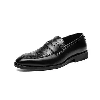 British Style Fashionable Loafers for Men s Soft Soles Comfortable Men s Leather Casual Shoes Versatile Groom s Wedding Shoes 38 чёрный
