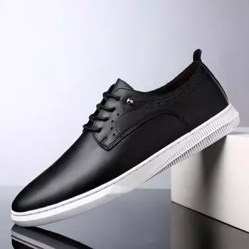 Повседневная обувь из натуральной кожи в британском стиле, мужские туфли из спилка на шнуровке, мягкая подошва с массажной подошвой, деловая мужская обувь для вождения 37