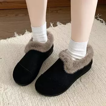 British-style hairy edge shallow mouth single shoes in the winter of 2024, piled to keep warm, lazy, one pedal, soft-soled Doudou shoes women 35 верблюд