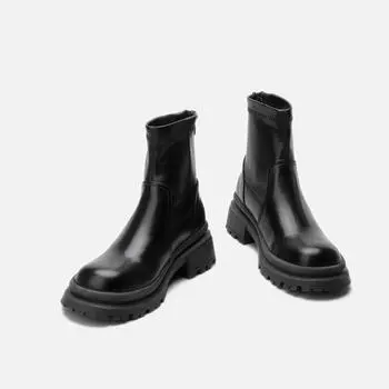 Британский стиль шнуровка дышащий тонкий круглый носок молния сбоку осенние короткие ботинки для женщин 35