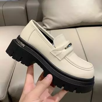 Кожаные туфли в британском стиле, весенние новые туфли на платформе из натуральной кожи, женские туфли на толстом каблуке, туфли Мэри Джейн 35