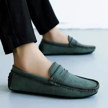 British Style Lightweight Genuine Leather Mens Loafers Retro Leisure Walk Footwear Men Slip on Shoes Classic Men s Driving Shoes 38 чёрный