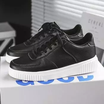 British Style Men Leather Casual Designer Sneakers Comfy Non-Slip Walking Shoe Classic Skateboarding Big Size 48Trainers Basket 37 чёрный