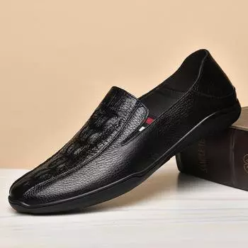 British Style Men Loafers Fashion Men s Genuine Leather Casual Shoes High Quality Adult Breathable Sneakers Shoes Men Moccasins 37 чёрный