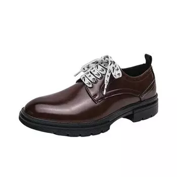 British Style Men s Business Casual Shoes Lace Up Lightweight Groom s Wedding Shoes Fashionable Style Interview Men s Work Shoes 38 чёрный