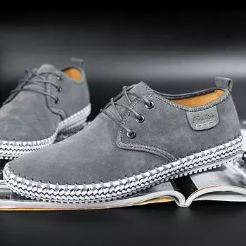 Мужская повседневная кожаная обувь в британском стиле, фирменная обувь на шнуровке из натуральной кожи, повседневная обувь на плоской подошве от дизайнера 38 чёрный