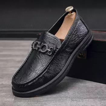 British style one-pedal lazy shoes men s breathable casual loafers fashion soft-soled beanie shoes casual leather shoes men 39