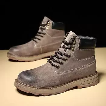 British Style Outdoor Boots Men 2024 New Genuine Leather Ankle Boots High Top Lace-up Leather Shoes Fashion Work Antiskid Boots 38