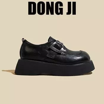 British style platform small leather shoes women s spring 2025 new one-pedal loafers lazy casual sports shoes 35 чёрный