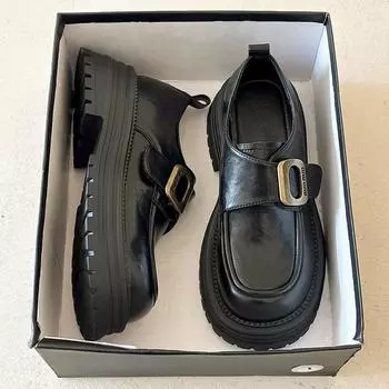 British style platform versatile small leather shoes women s 2025 new autumn heightening loafers small men are not tired feet single shoes 35