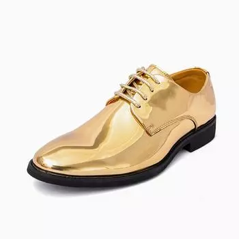 British Style Pointed Toe Men s Shoes Plus Size 38-50 Gold Luxury Leather Shoes For Man Lace Up Casual Business Formal Shoes Men 38