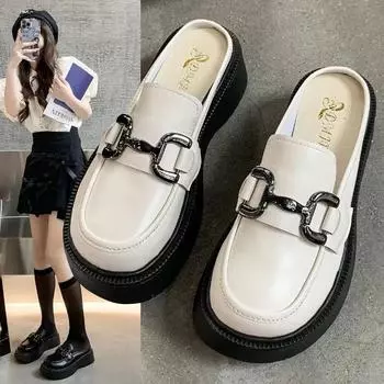 British style popular bag head slippers women s buckle spring and autumn jk with skirt muffin bottom Korean version trendy ins slippers 35