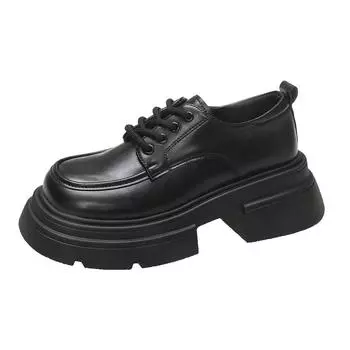 British Style Round Toe Shoes Woman Flats Autumn Loafers with Fur Shallow Mouth Clogs Platform Oxfords Casual Female Sneakers Pr 35