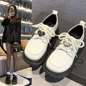 Женская обувь в британском стиле с круглым носком, осенние клоги, платформа, оксфорды, женская обувь, лоферы с мехом, лакированная кожа, балетки C 38