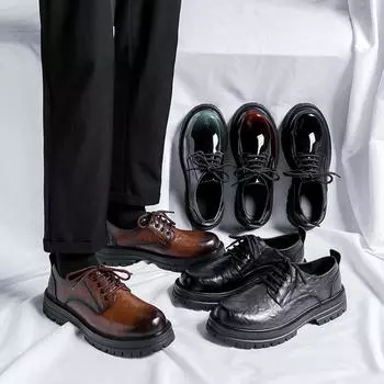 Британский стиль маленькие кожаные туфли мужские осень и зима новые японские форменные ретро туфли колледжа 65225-R 38 коричневый