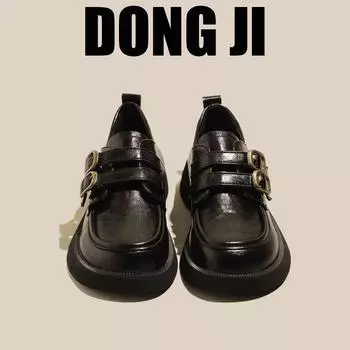 British style small leather shoes women s spring and summer 2025 new low-heeled single shoes platform-soled casual Mary Jane soft-soled loafers 35 чёрный