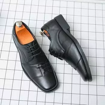 British Style Wedding Leather Shoes Men Classic Business Shoes Large Size 48 Men’s Dress Shoes Yuppie Formal Leather Brogue Shoe 38 чёрный