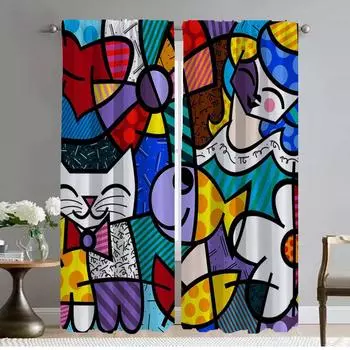 Britto Blackout Curtain for Room 2 Panel Home Interior Curtains Tulle for Bedroom Halloween Decoration Partition Shades Living W50xH70cmx2pcs-CL