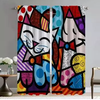 Britto Home Interior Curtains for Living Room Curtain Partition Shades Halloween Decoration Tulle for Bedroom Kitchen Blackout W50xH70cmx2pcs-CL