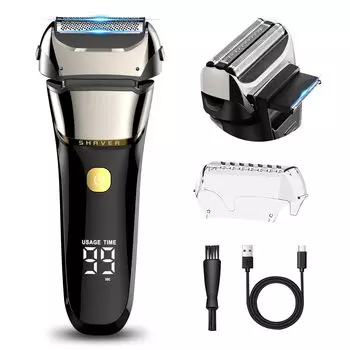 Бритва 2024 года, инновационная модель, электробритва, электрическая бритва, бритье, электробритва, возвратно-поступательное движение, 3 лезвия, возможность сухого и влажного бритья, зарядка от USB