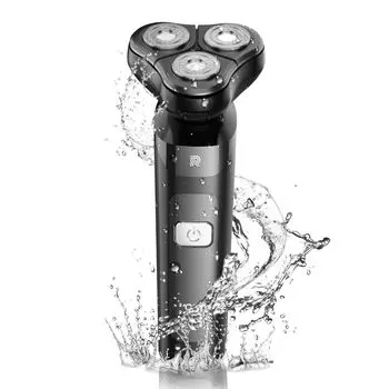 Бритва электрическая для влажного и электрического близкого бритья с низким уровнем защиты IPX7, полностью электрическая бритва с ЖК-экраном и уровнем заряда батареи, электрическая бритва для удобства в бизнесе [Новая 3-в-1, 360°