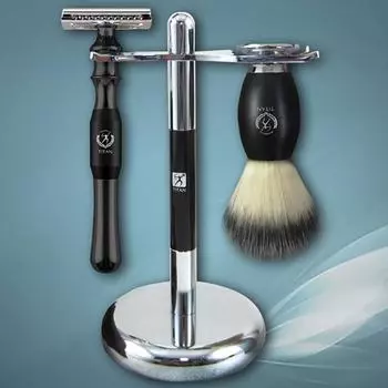 Бритва для бритья TITAN, безопасная бритва для мужчин, металлическая ручка, сменный лезвие, станок, набор бритв в стиле Т