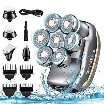 бритва для кожи головы бритва для кожи головы мужская бритва электробритва мужская бритва 5 в 1 электробритва для мужчин IPX7 водонепроницаемый Влажное и сухое использование вращать