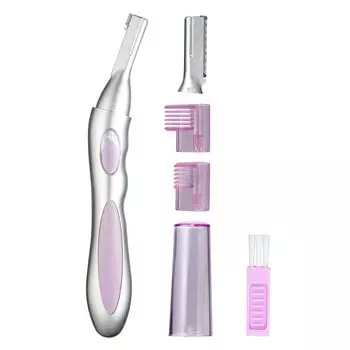 Бритва для лица Rosenstar для карандаша на батарейках поставляется с 4 типами насадок Mayu Comb для бровей и компактной AFV046 для женщин, управляемая, тип, (2 лица), серебряный