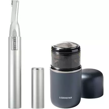 Бритва для лица Rozen Star, работающая от батареек, карандашного типа, в комплекте 4 насадки: расческа для бровей и компактная бритва для лица, перезаряжаемая электрическая бритва