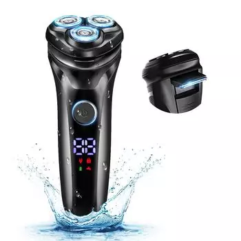 Бритва для мужчин Мощная электрическая бритва для электробритвы Электрическая для влажного и сухого бритья Большой ЖК-дисплей Сетка 3 Триммер Низкий IPX7 Ванна Бритье USB быстро
