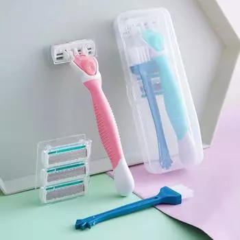 Бритва для подмышек Бикини Алоэ Полоски Бритвы Безопасная бритва для бритья Бритва для подмышек Женский триммер Бритва pink-1pc