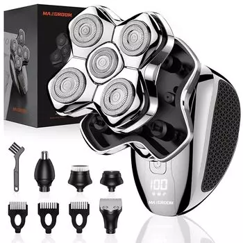Бритва для скинхедов [5D роторная электробритва/5-в-1 многофункциональная] Для скинхедов машинка для стрижки мужская электробритва 9800 об/мин бритье волос в носу электрическая