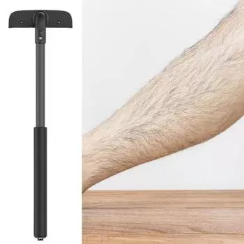 Бритва для тела, телескопическая, с длинной ручкой, многоразовое, острое лезвие, нескользящее средство для удаления волос, ручной триммер для волос из нержавеющей стали, ручной триммер для тела для женщин чёрный